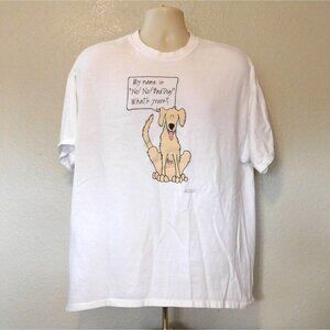 Hanes Beefy-T Funny Dog Graphic Tee XL White No! No! Bad Dog!